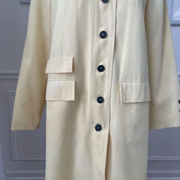 Vintage 60s 70s Carol Brent Pastel Yellow Raincoat S M - Picture 4 of 9